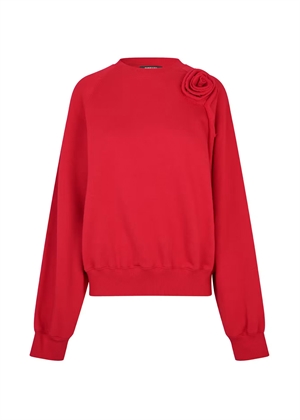 Sui raglan flower crewneck sweat Scooter Red ROTATE